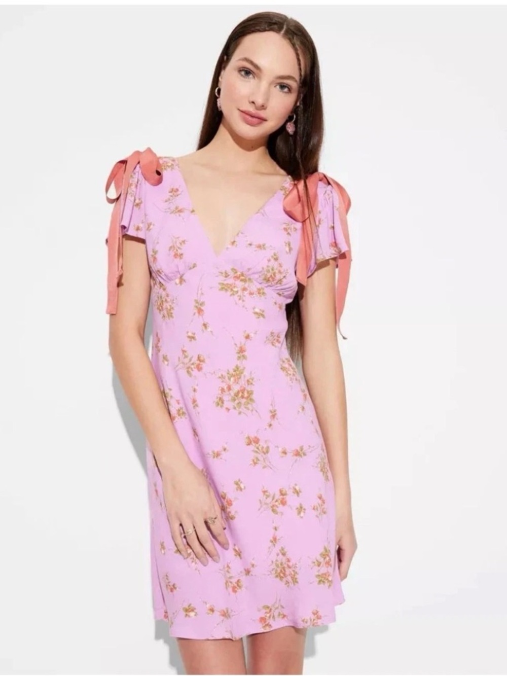 wild fable Pink Floral Tie-Shoulder Mini Dress